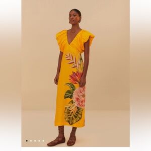 FARM Rio | Dresses | Nwt Farm Rio Spring Awakening Sleeveless Ruffled Linen  Midi Dress Size M | Poshmark
